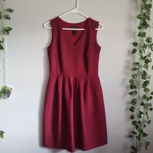 Enfocus Womens Vneck Dark Red Spandex Sz 6 Pullover Dress Knee Length Sleeveless